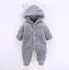 Baby Rompertjes Herfst Winter Pasgeboren Baby Baby Jongen Meisje Katoenen Romper Gebreide Geribbelde Jumpsuit Effen Kleding Warme Outfit