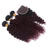 Colore dei capelli vergini cambogiani non trasformati Ombre 1b 99j Ricci crespi 3 pacchi Estensioni dei capelli umani tesse