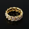 8mm Iced Out Hip Hop Ring Men Women Gold Silver Zircon Ring Rings Cuban Chain Shape Ring 6-11 Size