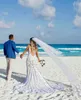Plaża Suknie ślubne dla dziewcząt Bez Rękawów Mermaid Bride Suknie Ślubne Koronkowe Aplikacje Plażowa Płaszcza Kolumna Custom Made Plus Size