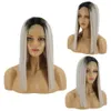 Ombre Perruques de Cheveux Bionda africana parrucca intrecciata africana per donne lunghe dritti con maratore di parrucca frontale in pizzo sintetico Marley