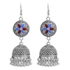 Perles de gland de gland de style ethnique vintage avec boucles d'oreilles Jhumka en forme de fleur pour femmes bijoux de fête