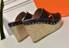 women Fashionable straw wedge heel sandals comfortable Sheepskin