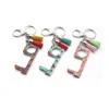 Akryl Keychain Verktyg Läder Tassel Hängsmycke Bag Charm Keyring Non-Contact EDC Dörröppnare Hiss Knapp Fashion Car Key Chain Ring Holder