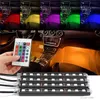 4 unids/lote 9LED 12V 5050SMD lámpara de ambiente Interior del coche Luz de Lámpara decorativa bombillas de ambiente de Control remoto