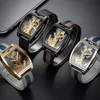 Creative Stainless Steel Automatic Mechanical Watches Men Tourbillon Watches Transparent Steampunk Skeleton Self Winding Clock1257F