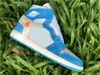 Новейшие Off Authentic 1 High UNC Shoes Мужчины Женщины Белый Порошок Синий Университет Красный Чикаго 4 SP WMNS Парус 5 Муслин MCA 07 MoMa Спортивные кроссовки на открытом воздухе с коробкой