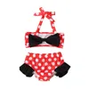 2020 Güzel Bebek Nokta Yay Yüzme Takım Elbise Sevimli Kız Halterkek Kırışıklık Yüzme Takım Elbise Moda Çocuklar Plaj İki Adet Set M171