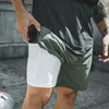 Dubbelskikt Snabbtorkad Shorts Fitness Övningar Joggers Byxor Sommar män Running Pant Kläder kommer och Sandy Gift