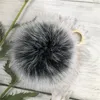 15cm / 6" regalo portachiavi Black gelo morbida reale della pelliccia di Fox sfera Pompon borsa Portachiavi Ciondolo