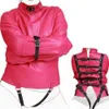 Feminino couro do plutônio ajustável encadernado bondage straitjacket casaco para mulheres erótico corpo arnês cosplay adulto bdsm brinquedo sexual red9681055