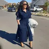 Plus Storlek XXL Kvinnor Retro Jeans Klänning Knappar Full Sleeve Nedgång Nyckel Elegant Bodycon Midi Casual Denim Dresses Vestidos1