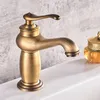 Kran łazienkowy Antique Bronze Solid Mosiądz Umywalka Mosiądz Bateria Pojedyncza Uchwyt Mikser Water Taps Kąpiec Torneiras Crane 1109