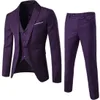 (Blazer+Pant+Vest) 3pcs/مجموعة رمادية داكنة بدلات زفاف ضئيلة