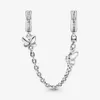 100% 925 Sterling Silver Butterfly Safety Chain Charms Fit Original European Charm Armband Smycken Tillbehör290Z