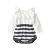 Baby Girl Rompers Striped вязаные младенческие девочки комбинезоны рюмки воротник новорожденного тела дети подняться одежду бутик детская одежда BT4729