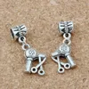 Scissors Blow Dryer Hair Stylist Charm Pendants For Jewelry Making Bracelet Necklace DIY Accessories 29x14mm Ancient Silver 100pcs