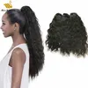 Natural Wave Wavy Human Hair Ponytail Clip in Extensions Dyeable NaturalColor Drawstring RemyHair