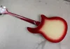 Vänsterhänt 4-strängad Cherry Sunburst Semi-hollow elektrisk basgitarr med rosenträ greppbräda