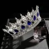 Principessa Royal Blue Crystal Tiara Corone complete Copricapo con strass argento rosso Accessori da sposa Quinceanera Diademi nuziali Gioielli da sposa