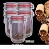 Nouveau stockage réutilisable Zipper Stand Up Bag Pouches Zip Lock Mason Jar PE Lock Sacs en plastique de qualité alimentaire Odeur Preuve Clip Accessoires