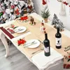 Sedia natalizia Decorazione da tavolo Reticolo Lino Copri bottiglia di birra per vino Buon Natale Capodanno Fornitura decorativa per cucina