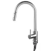 304 Stainless Steel Kitchen Sink Faucet Single Handle Stretchable Assistive Touch Switch Control Rotatable Kitchen Tap With 60cm Water Pipes