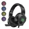 ONIKUMA K19 Casque de jeu filaire 3,5 mm avec micro Casque camouflage PC Casque stéréo Lumière LED pour Xbox One/Ordinateur portable Tablette/Téléphone Camouflage