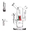 Grande unico TORO Bong in vetro Doppio due funzioni Narghilè Chicha Becher spesso Tubi per acqua in vetro Riciclatore Piattaforme petrolifere Downstem Perc 12,6 pollici 14 mm