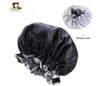 Yeni Saten Bonnet Kadınlar İçin Moda Uyku Bonnet Cap Ekstra Büyük Çift Katmanlı Tersinir Ayarlanabilir Saten İpeksi Cap Sleeping Hair Bonnet