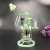 Unieke glazen waterpijpen hookahs kleurrijke paddestoel perc recycler dab rig jade bedwelmende 9.8inch 14mm joint bong