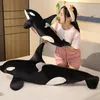 Моделирование животных черный косатка плюшевых игрушек большой реалистичная косатка кукла для мальчика детей подарка на день рождения 75см 130см DY50885