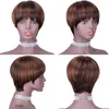 4/30 Brown Loiro Curto perucas Remy do brasileiro do cabelo Pixie Cut humano real Hetero Glueless perucas para mulheres negras completa máquina feita Non Lace Wig