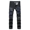 Męskie Proste Patchwork Jeans Lato Moda Mężczyźni Denim Spodnie Casual Slim Fit Skinny Haft Spodnie Designer Dżinsy Dla Mężczyzn