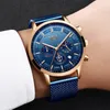 Lige Новые мужские часы мужской моды Top Brand Luxury нержавеющей стали синий кварцевые часы Мужчины Повседневная Спорт водонепроницаемые часы Relojes CJ191116
