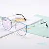 Lunettes de soleil pour femmes, verres plats, anti-myopie bleue, ultra légère, monture de lunettes, personnalité, bord doré, mode, vente en gros, 2020