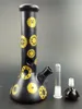 Black Glass Water Bongs Hookahs 10inches Gold Pattern Oil Dab Rigs 18mm Joint for Smoking Accessories