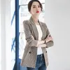 Women Blazer Jacket spring 2020 New Casual Long Sleeve Plaid Ladies Blazer Korean Version Slim Temperament Women Suit Jacket 4XL