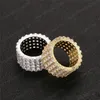 Anelli per gioielli da uomo Hip Hop Moda Placcato in oro Anello da tennis con diamante CZ pieno ghiacciato Anello da amore con zirconi cubici Bling