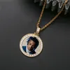 Män Kvinnor Mode Fotohalsband Guld Silver Färg Full CZ Custom Made Photo Medallions Halsband Halsband med CZ Tenniskedja
