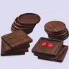 Beech Black Walnut Wood Coaster Retro Insulation Cup Mat Household Square Round Coaster Coffee Tea Cup Pads LX2562