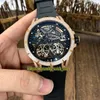 High Quality EXCALIBUR SPIDER Skeleton Dial Automatic Mechanical RDDBEX0407 Mens Watch Iced Out Rose Gold Diamond Case Rubber Spor7674860