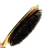 Hair Brushes Luxury Gold And Silver Color Boar Bristle Paddle Brush Oval Anti Static Comb Hairdressing Massage263G9482789