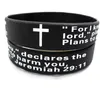 50 Stück Jeremiah 2911 Lords Prayer Männer Mode Kreuz Silikon Armbänder Armbänder ganze religiöse Jesus Schmuck Lots204E