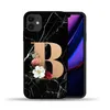 Custom Letter Customized Initial Marble Flowers Black Silicone Phone Case Cover For iPhone 11 Pro Max X XS Max XR 6 6S 7 8 Plus