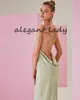 Sage Green Beach Sukienki z druhną 2023 Stylowy styl Seksowna Slit Letnia Święta Junior Maid of Honor Wedding Party Gown1890