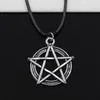 20pcs / серии кожаного шнура Тибетского Silver Star Pentagram ожерелье Choker Шарм черного ожерелье DIY