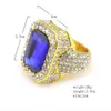 S Heren Hip Hop Volledige Diamanten Ringen Micro Pave Crystal Grote Rood Zwart Groen Blauwe Steen Vierkant Goud Zilver kleur Ring4862029