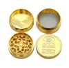 Smoking Pipes Metal Cigarette Mill with diameter of 40mm four layer zinc alloy gold coin Cigarette Mill and cigarette breaker