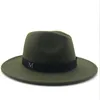 シンプルワイドブリム秋の女性ファッショントップジャズキャップウィンターファッションウールFedora Hat for女性のための男性のための黒い帽子